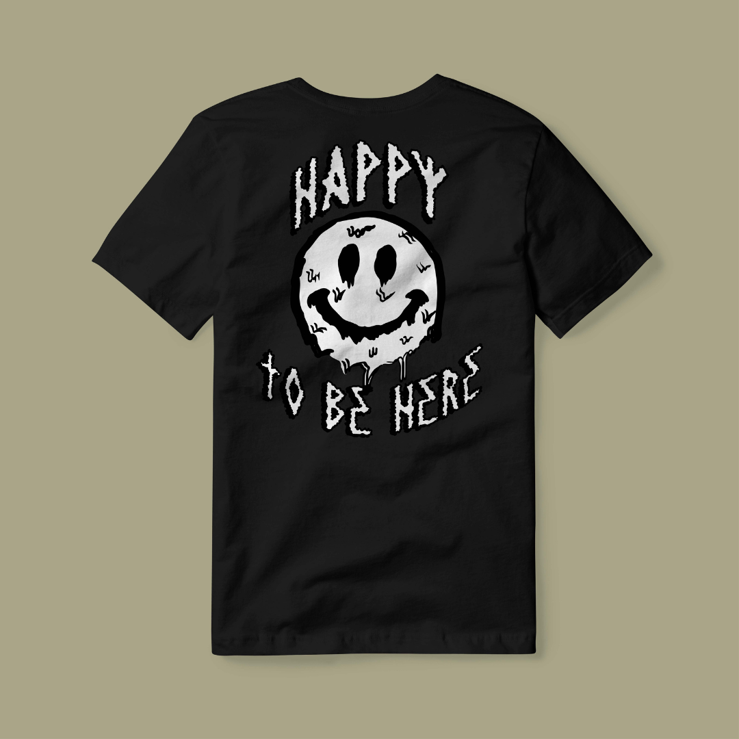 HIPPIE Happy To Be Here Black T-Shirt - HIPPIE Official