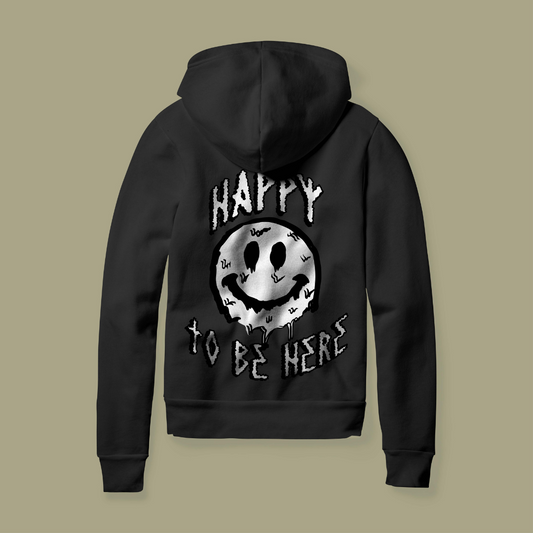 HIPPIE Happy To Be Here Black Hoodie - HIPPIE Official